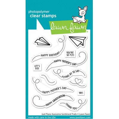 Lawn Fawn Clear Stamps - Just Plane Awesome Sentiment Trails
